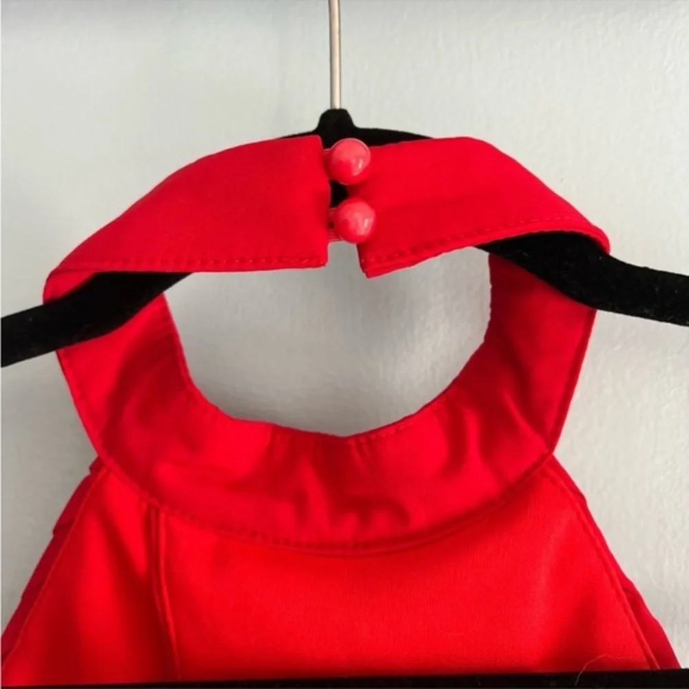 MISSGUIDED red dress - halter, keyhole top with pleated detail. A-line skirt - Picture 8 of 14